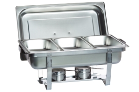 8 Quart Full Size Stainless Steel Chafer 3 X 1/3 Chafing Dish - 26 x 12 x 16 inches