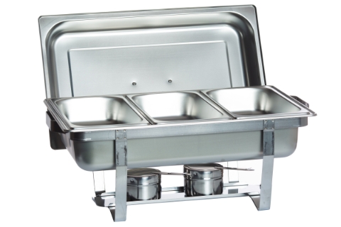 8 Quart Full Size Stainless Steel Chafer 3 X 1/3 Chafing Dish - 26 x 12 x 16 inches