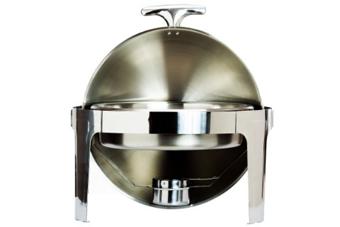 Round Roll Top 6.5 Qrt. Chrome Trim Chafing Dish (chafer) - 6L