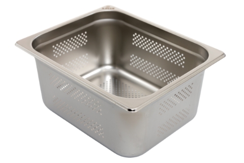 Stainless Steel 1/2 Size Food Pan 6 Inches Deep Perforated. Nsf