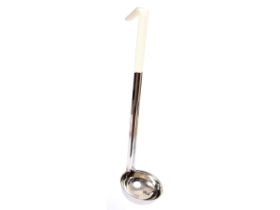 Color Coded Stainless Steel Measuring 1 Piece Ladle  - Ivory  - 3 Oz.