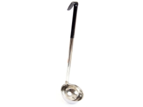 Color Coded Stainless Steel Measuring 1 Piece Ladle - Black - 6 Oz.
