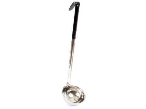 Color Coded Stainless Steel Measuring 1 Piece Ladle - Black - 6 Oz.