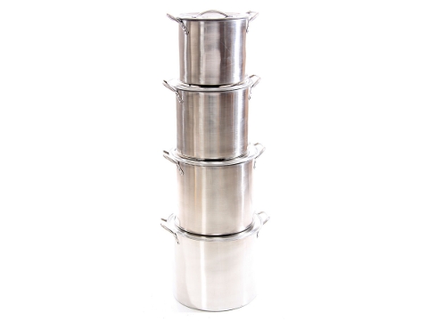 Stainless Steel Stock Pot With Lid - 4 Pcs Set