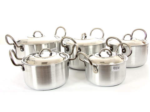 Aluminum Stock Pot 5 Pcs Set With Ss Lid -  1.75 Qrt to 6 Qrt