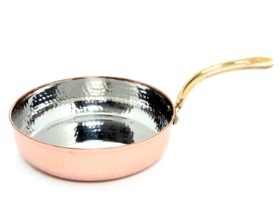 Hammered Stainless Steel Copper Plated Fry Pan Dish - 5 inches
