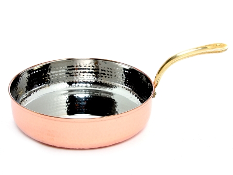 Hammered Stainless Steel Copper Plated Fry Pan Dish - 7 1/4 inches