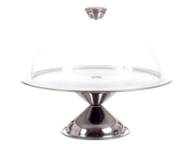 Stainless Steel Cake Stand With Plastic Lid  - 13 inches