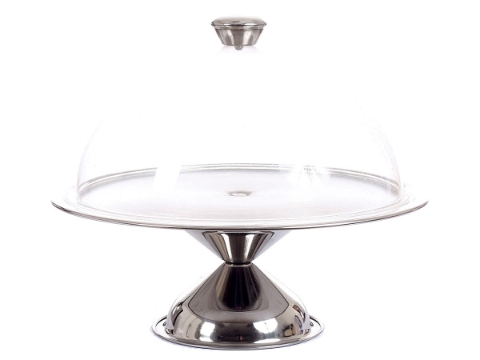 Stainless Steel Cake Stand With Plastic Lid - 13 inches