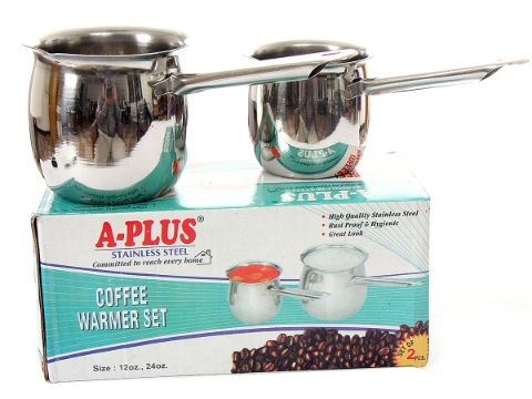 2 Pc Set Of Stainless Steel Turkish Coffee Warmer