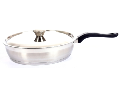 Stainless Steel Fry Pan With Lid - Capsulated Bottom - 10 inches