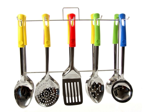 Stainless Steel Kitchen Tools With Plastic Handle - 13 inches