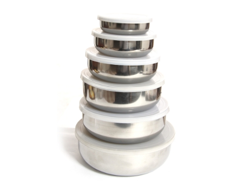 6 Piece Stainless Steel Bowl Set With Lid - 6 Pcs
