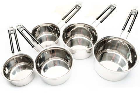 Stainless Steel 5 Piece Sauce Pan Set Wire Handle Cookware - 5 Pcs Set